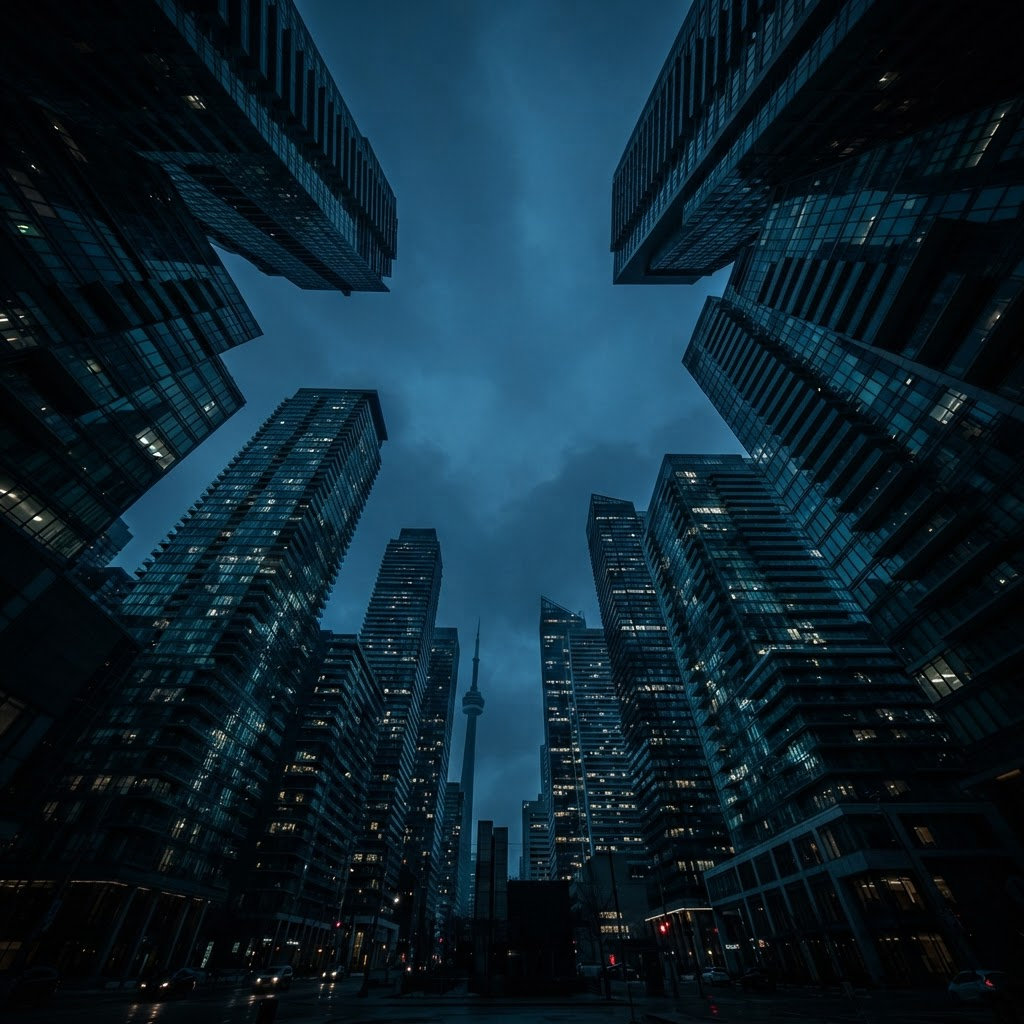 High-rise towers in Toronto at dusk